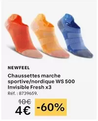 Chaussettes Marche Sportive/ Nordique Ws 500 Invisible Fresh X3 offre à 4€ sur Decathlon