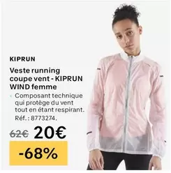 Viste Running Coupe Vent-kipren Wind Femme offre à 20€ sur Decathlon