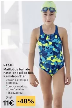 Nabaiji Maillot De Bain De Natation 1 Pièce Fille offre à 11€ sur Decathlon