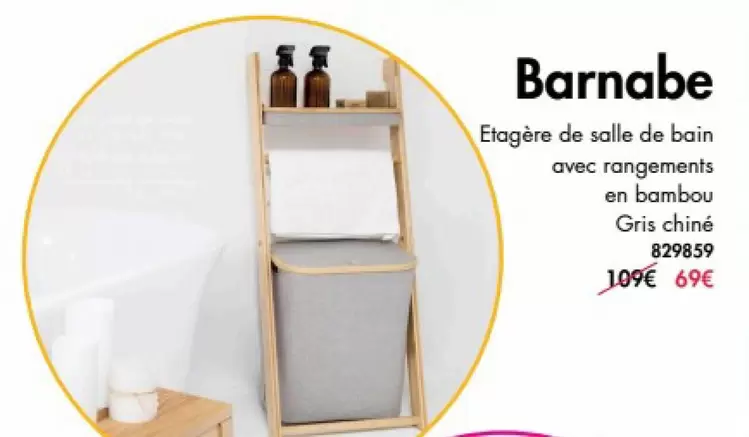 Etagère De Salle De Bain Avec Rangements En Bambou Gris Chiné offre à 69€ sur Habitat