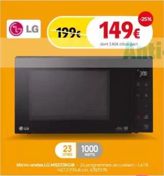 LG - Micro-ondes Lg offre à 149€ sur Darty