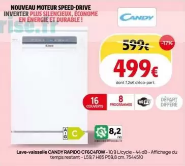 Durable - Lave-vaisselle Cf6c4f0w offre à 499€ sur Darty