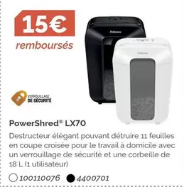 Powershred Lx70 offre à 15€ sur LDLC