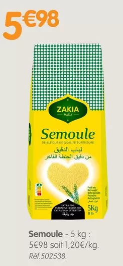 Zakia - Semoule offre à 5,98€ sur B&M