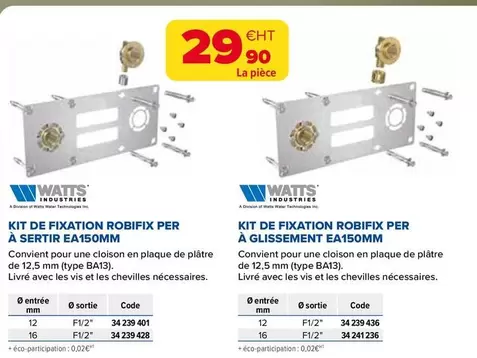 Watts - Kit De Fixation Robifix Per À Sertir EA150MM offre à 29,9€ sur Prolians