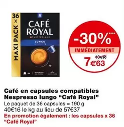 Café Royal - Café En Capsules Compatibles Nespresso Lungo offre à 7,63€ sur Monoprix