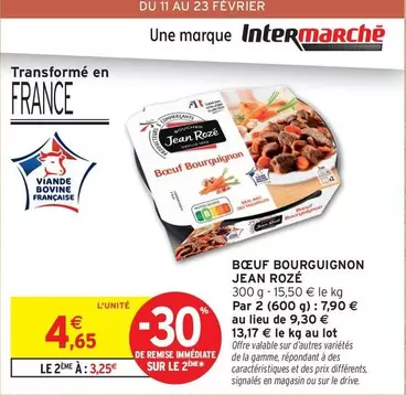 Jean Rozé - Boeuf Bourguignon offre à 4,65€ sur Intermarché Express