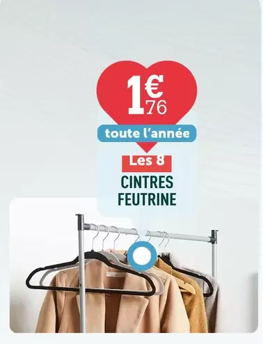 Cintres Feutrine offre à 1,76€ sur Centrakor