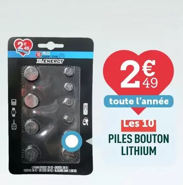 Piles Bouton Lithium offre à 2,49€ sur Centrakor