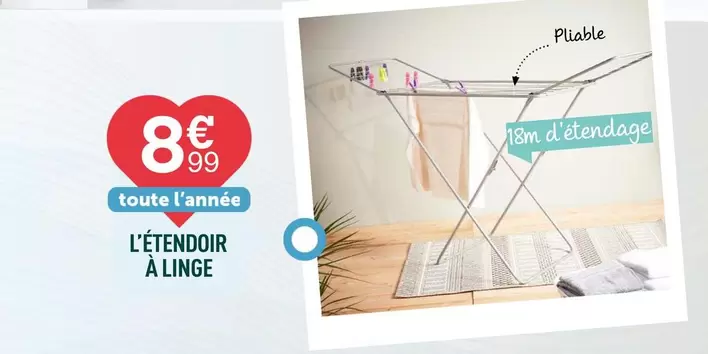 L'etendoir À Linge offre à 8,99€ sur Centrakor