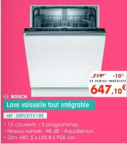 Bosch - Lave Vaisselle Tout Intégable offre à 647,1€ sur PRO&Cie