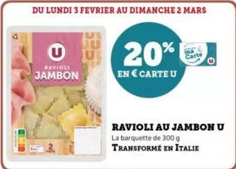 U - Ravioli Au Jambon offre sur Super U