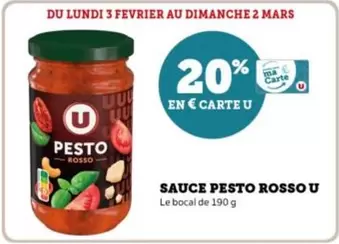 U - Sauce Pesto Rosso offre sur Super U