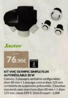 Sauter - Kit VMC Olympic Simple Flux Autoreglable 30 W offre à 76,9€ sur Les Briconautes