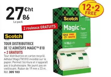 Scotch - Tour Distributrice De 12 Adhésifs MagicTM 810 +2 Gratuits offre à 27,86€ sur Hyperburo