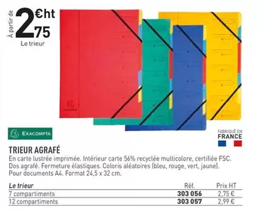 Exacompta - Trieur Agrafé offre à 2,75€ sur Hyperburo