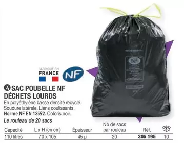 Sac Poubelle Nf Déchets Lourds offre sur Hyperburo