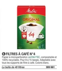 Melitta - Filtres À Café N°4 offre sur Hyperburo