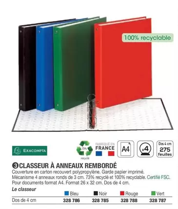 Exacompta - Classeur À Anneaux Remborde offre sur Hyperburo