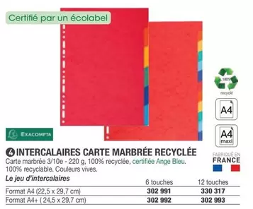 Exacompta - Intercalaires Carte Marbrée Recyclée offre sur Hyperburo
