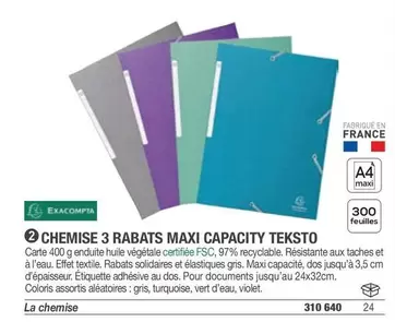 Exacompta - Chemise 3 Rabats Maxi Capacity offre sur Hyperburo
