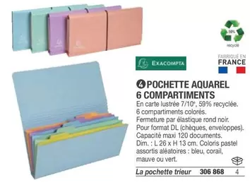 Exacompta - Pochette Aquarel 6 Compartiments offre sur Hyperburo