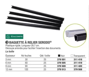 Exacompta - Baguette À Relier offre sur Hyperburo