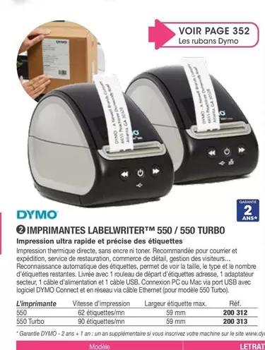 Dymo - Imprimantes Labelwritter offre sur Hyperburo