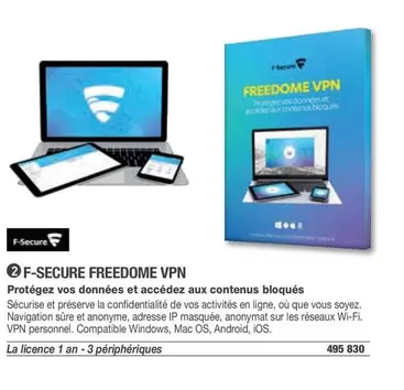 F-Secure Freedome Vpn offre à 495€ sur Hyperburo