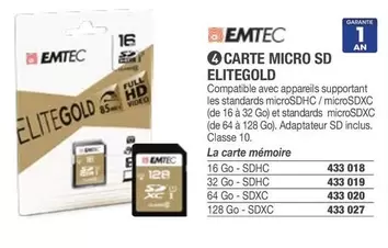 Emtec - Carte Micro Sd Elitegold offre sur Hyperburo