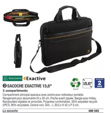 Exacompta - Sacoche Exactive 15,6" offre à 3€ sur Hyperburo