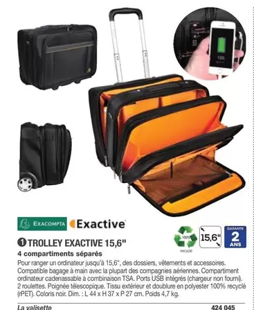 Exacompta - Trolley Exactive 15,6" offre sur Hyperburo