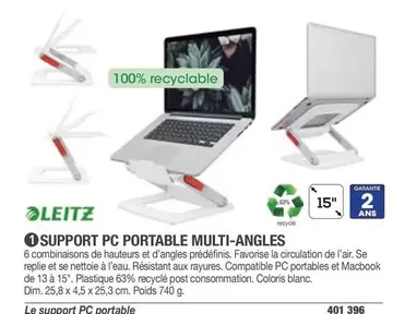 Leitz - Support Pc Portable Multi-angles offre sur Hyperburo