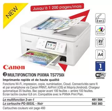 Canon - Multifonction Pixma Ts7750i offre sur Hyperburo