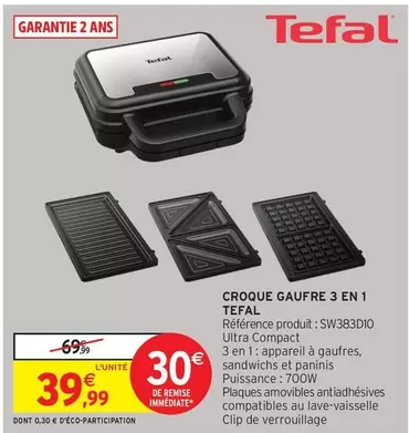 Tefal - Croque Gaufre 3 En 1 offre à 39,99€ sur Intermarché Hyper