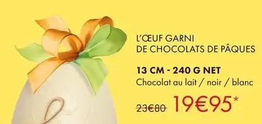 L'Œuf Garni De Chocolats De Pâques offre à 19,95€ sur Jeff de Bruges