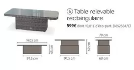 Table Relevable Rectangulaire offre à 599€ sur Maxi Bazar