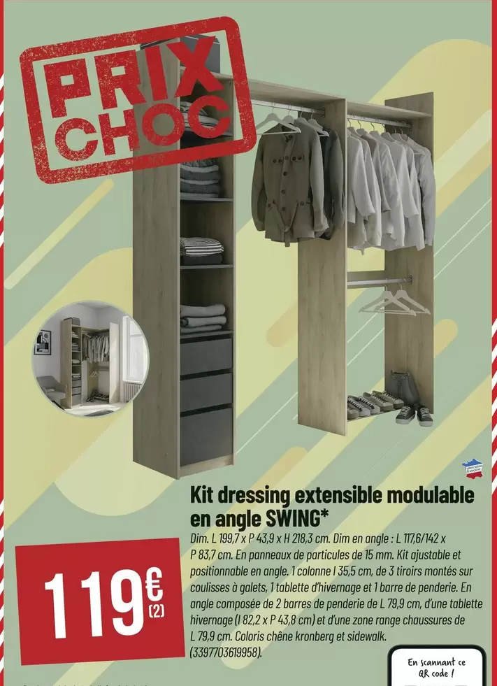 Kit Dressing Extensible Modulable En Angle Swing offre à 119€ sur Bricorama