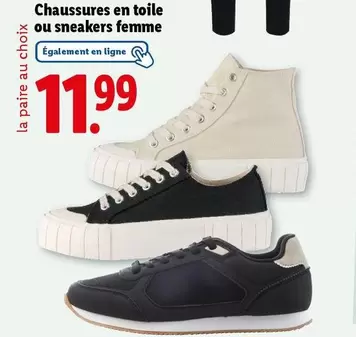 Chaussures En Toile Ou Sneakers Femme offre à 11,99€ sur Lidl