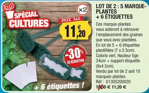 Lot De 2 : 5 Marque- Plantes + 6 Étiquettes offre à 11,2€ sur Outiror