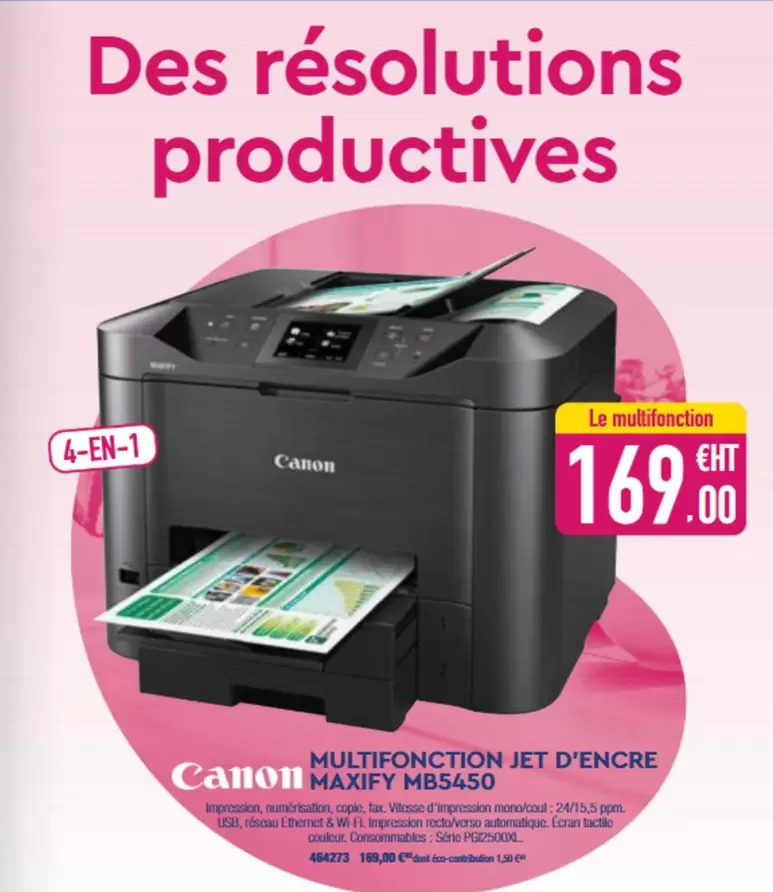 Canon - Multifonction Jet D'encre Maxify MB5450 offre à 169€ sur Calipage