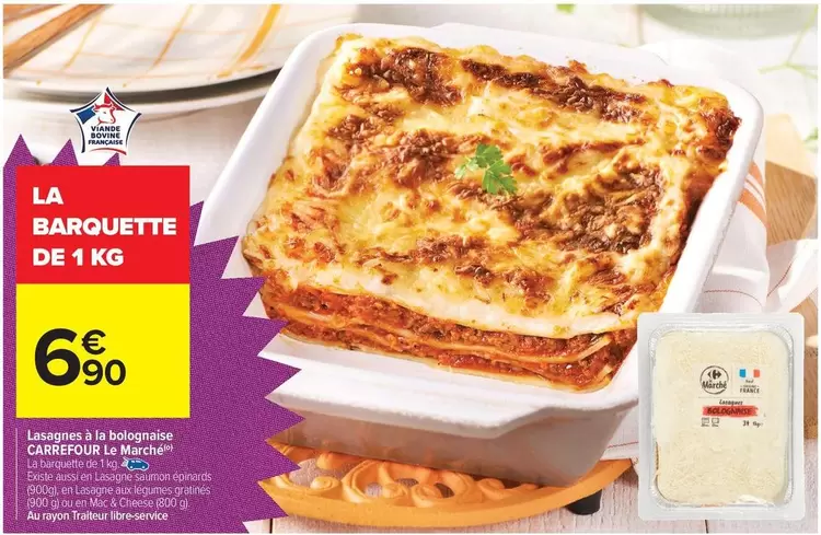 Carrefour - Lasagnes À La Bolognaise Le Marché offre à 6,9€ sur Carrefour Market