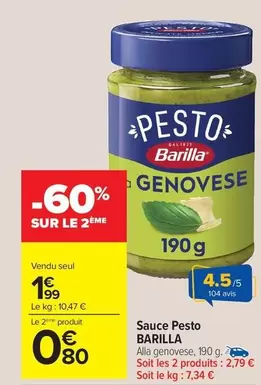 Barilla - Sauce Pesto offre à 1,99€ sur Carrefour Market