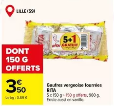 Rita - Gaufres Vergeoise Fourrées offre à 3,5€ sur Carrefour Market