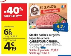 Carrefour - Steaks Hachés Surgelés Façon Bouchère Original offre à 6,99€ sur Carrefour Express