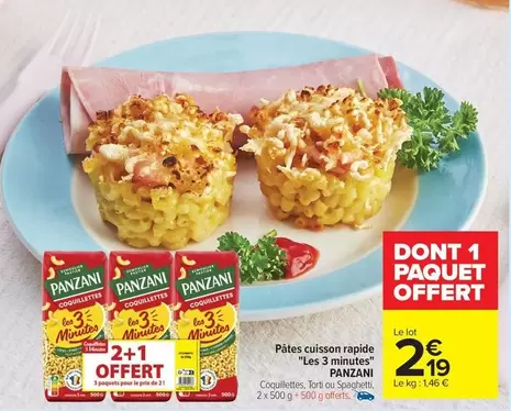 Panzani - Pâtes Cuisson Rapide "Les 3 Minutes" offre à 2,19€ sur Carrefour Express