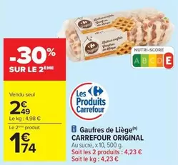 Carrefour - Gaufres De Liège Original offre à 2,49€ sur Carrefour Express