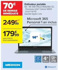 Medion - Ordinateur Portable offre à 179,99€ sur Carrefour Express