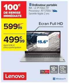 Lenovo - Ordinateur Portable offre à 499,99€ sur Carrefour Express