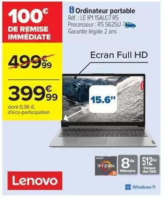 Lenovo - Ordinateur Portable offre à 399,99€ sur Carrefour Express